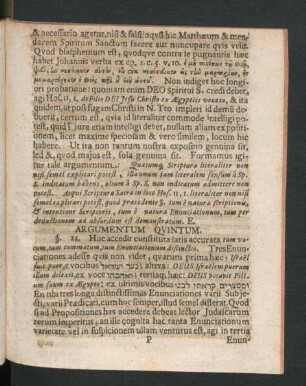 Argumentum Quintum.