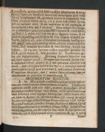 Argumentum Quintum.