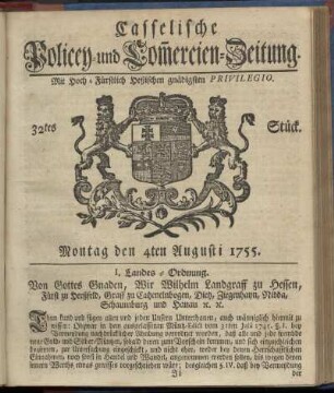 32tes Stueck, Montag den 4ten Augusti 1755