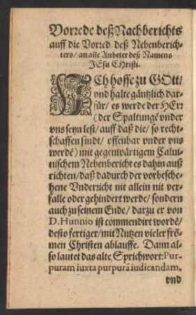 Vorrede deß Nachberichts auff die Vorred deß Nebenberichters/
