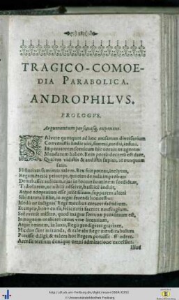 Tragico-comoedia parabolica. Androphilus.