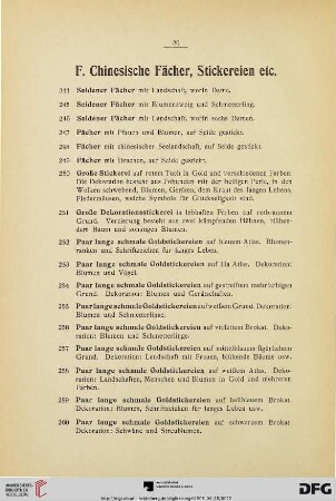 F. Chinesische Fächer, Stickereien etc. (Nr. 244-281)