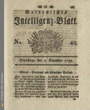 No. 49. Dienstag, den 3. December 1793