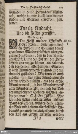 Die 63. Andacht. Und die Felsen zerrissen