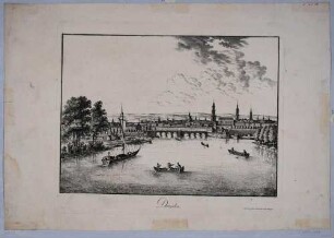 Stadtansicht von Dresden, Blick von der Elbe nach Südwesten auf die Altstadt