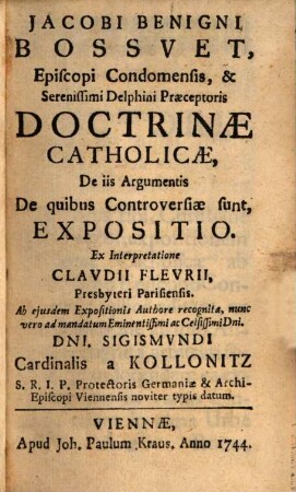 Doctrinae catholicae, de iis argumentis, de quibus controversiae sunt, expositio