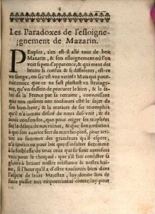 Les paradoxes de l'esloignement de Mazarin