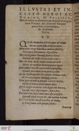 Illvstri et inclyto Heroi ac Domino, D. Philippo, Hessiæ totius [...]