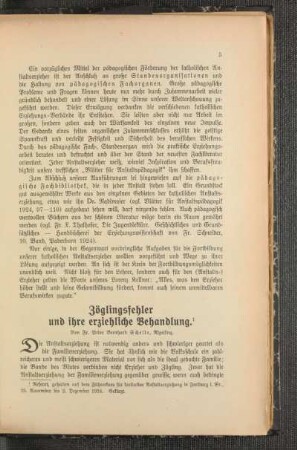 Zöglingsfehler und ihre erziehliche Behandlung