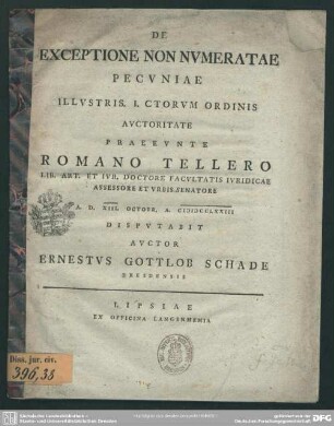 De Exceptione Non Numeratae Pecuniae ...