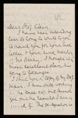 Nr. 18: Brief von Arthur Cayley an Felix Klein, Cambridge, 15.6.1887