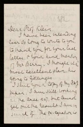 Nr. 18: Brief von Arthur Cayley an Felix Klein, Cambridge, 15.6.1887