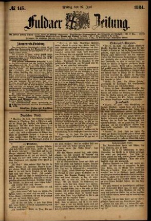 Ausgabe vom Freitag, den 27. Juni 1884.