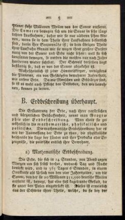B. Erdbeschreibung überhaupt
