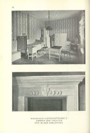 Wohnhaus Victoriastrasse 7. Zimmer der Tochter. Tür in der Bibliothek