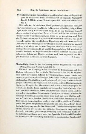 564 [Rezension] Bea, Augustinus, De scripturae sacrae inspirationae