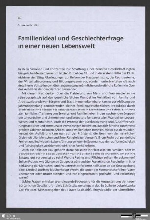 Familienideal und Geschlechterfrage in einer neuen Lebenswelt