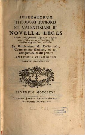 Theodosii iun. et Valentiniani III. Novellae leges