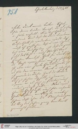 Briefwechsel Theodor Mommsen und Marie Mommsen geb. Reimer: Brief von Marie Mommsen an Theodor Mommsen