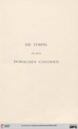 Die Tempel in den dorischen Colonien