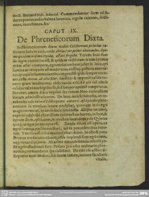 Caput IX. De Phreneticorum Diaeta