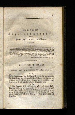 Erstes Buch. Erziehungslehre oder Pädagogik im engern Sinne.