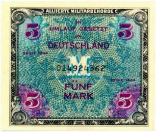 Geldschein, 5 Mark, 1944