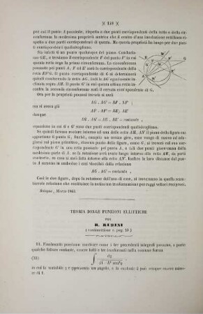 Teoria delle funzioni ellittiche.