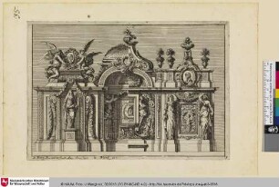 [Zwei-geteilter Tabernakelentwurf mit Heiligenfiguren; Projet alternatif de tabernacles]