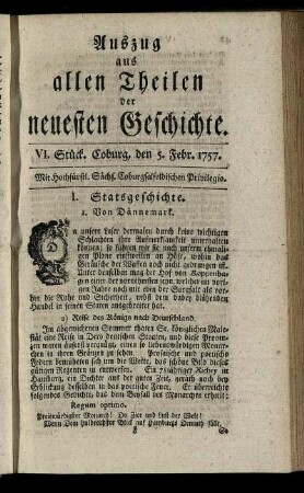 VI. Stück. Coburg, den 5. Febr. 1757.