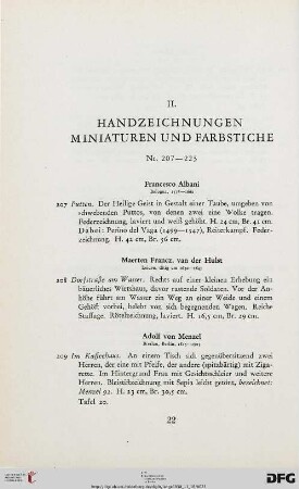 II. Handzeichnungen, Miniaturen und Farbstiche (Nr. 207-223)