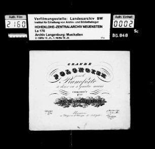 Carl Maria von Weber (1786-1826): Grande / Polonoise / pour le / Pianoforte / à deux ou à quatre mains / composée / par / C.M. von Weber Bronsvic / au Magazin de Musique de J.P. Spehr Besitzvermerk: Feodora