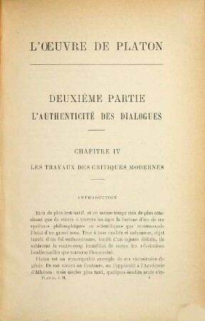 La vie et l'oeuvre de Platon : Ouvrage couronné par l'Académie des sciences morales et politiques, 2