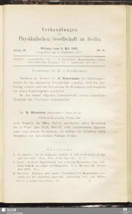 Nr. 8. Sitzung vom 8. Mai 1891