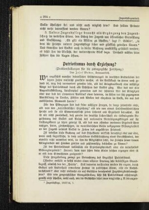 Patriotismus durch Erziehung? : (Problemstellungen für die pädagogische Forschung)