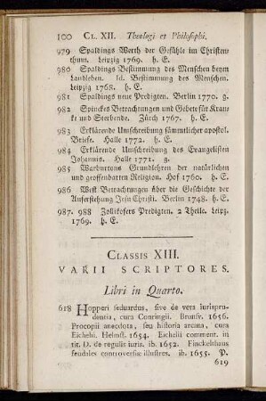 Classis XIII. Varii Scriptores.