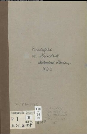 Kirchenbuchduplikat der evangelisch-lutherischen Neustädter Marien-Gemeinde Bielefeld (GHT 1851). (Gemeinde: Evangelisch-lutherische Neustädter Marien-Gemeinde Bielefeld)