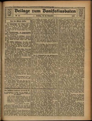 Zweite Ausgabe vom Sonntag, den 20. November 1927.