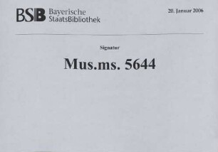 Musikhandschrift - BSB Mus.ms. 5644