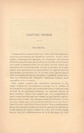 Chapitre premier. Introduction