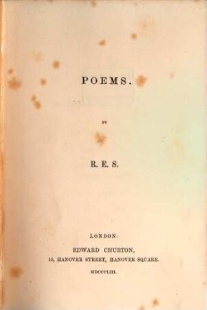 Poems : By R. E. S.