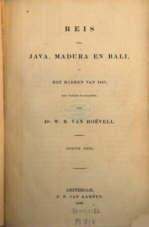 Reis over Java, Madura en Bali, in het midden van 1847, 1[,1]