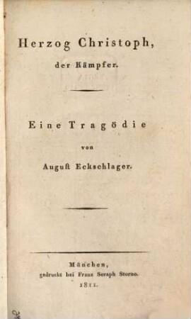 Herzog Christoph der Kämpfer : eine Tragödie