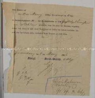 Brief adressiert an Georg Hinkelmann mit Ladung vor das Kreisgericht Graudenz