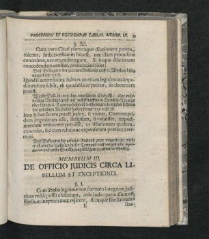 Membrum III. De Officio Iudicis Circa Libellum Et Exceptionis.