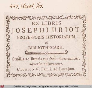 Exlibris des Joseph Uriot