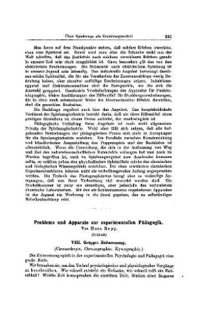 Probleme und Apperate zur experimentellen Pädagogik : (Schluß)