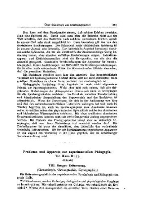 Probleme und Apperate zur experimentellen Pädagogik : (Schluß)