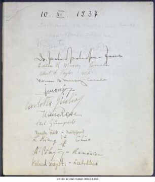 Gästebuch Rudolf Eucken-Haus : 10.11.1937-01.12.1943