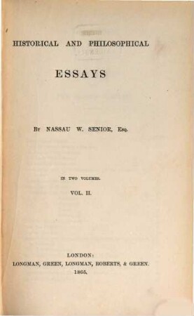 Historical and philosophical essays, 2